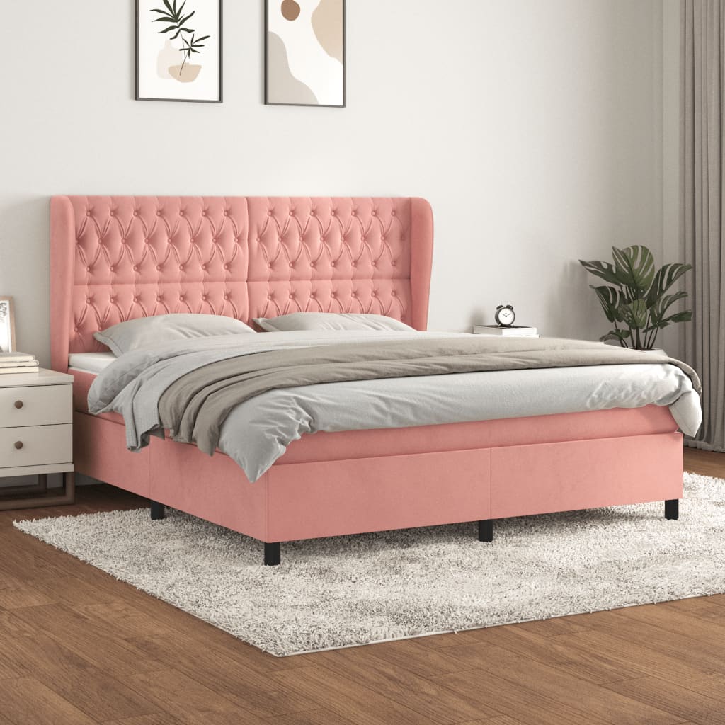 Boxspring met matras fluweel roze 180x200 cm – afbeelding 1