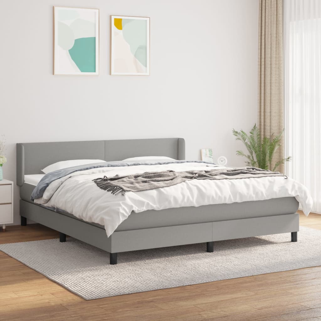 Boxspring met matras stof lichtgrijs 180x200 cm – afbeelding 1