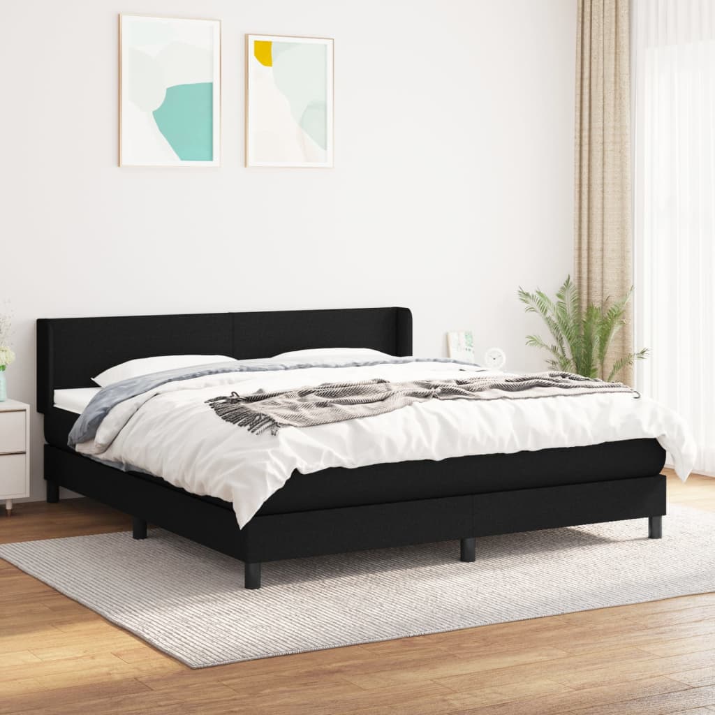 Boxspring met matras stof zwart 180x200 cm – afbeelding 1