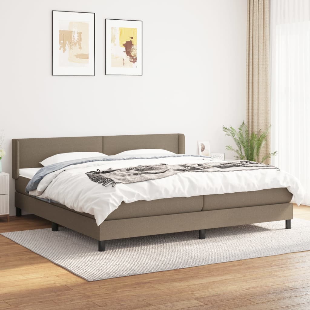 Boxspring met matras stof taupe 200x200 cm – afbeelding 1