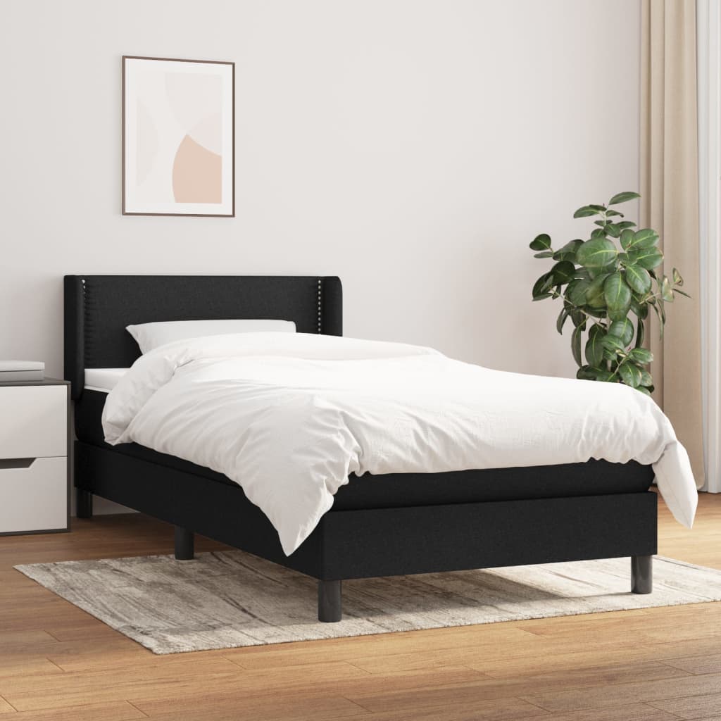 Boxspring met matras stof zwart 90x190 cm – afbeelding 1