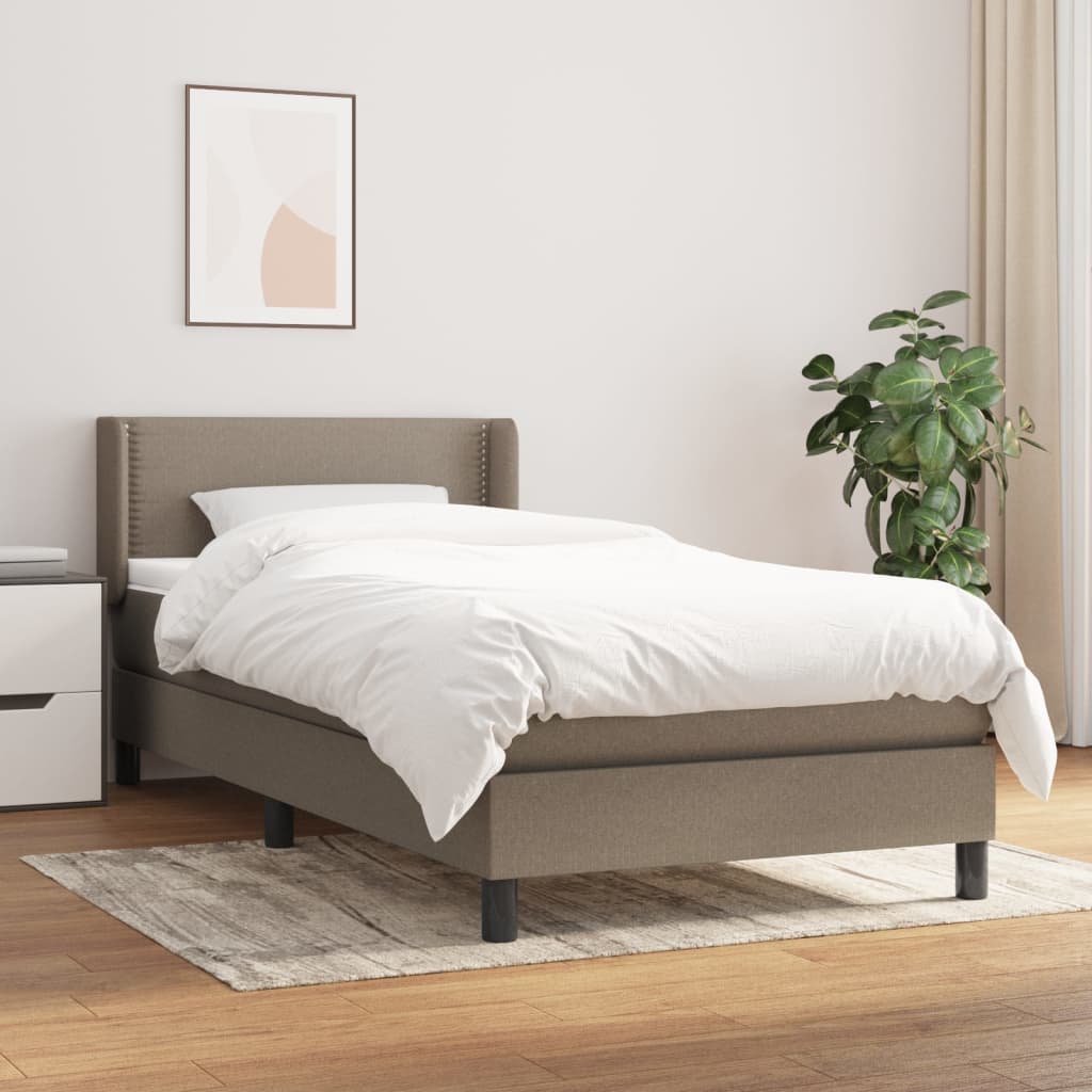 Boxspring met matras stof taupe 90x200 cm – afbeelding 1