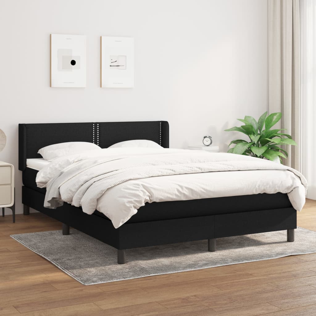Boxspring met matras stof zwart 140x190 cm – afbeelding 1