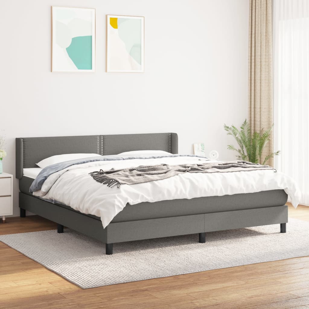Boxspring met matras stof donkergrijs 180x200 cm – afbeelding 1