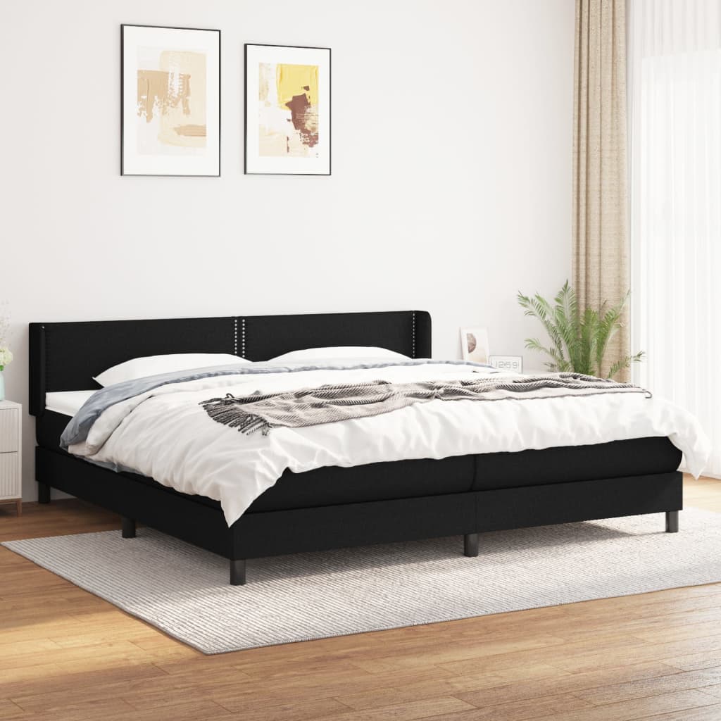 Boxspring met matras stof zwart 200x200 cm – afbeelding 1