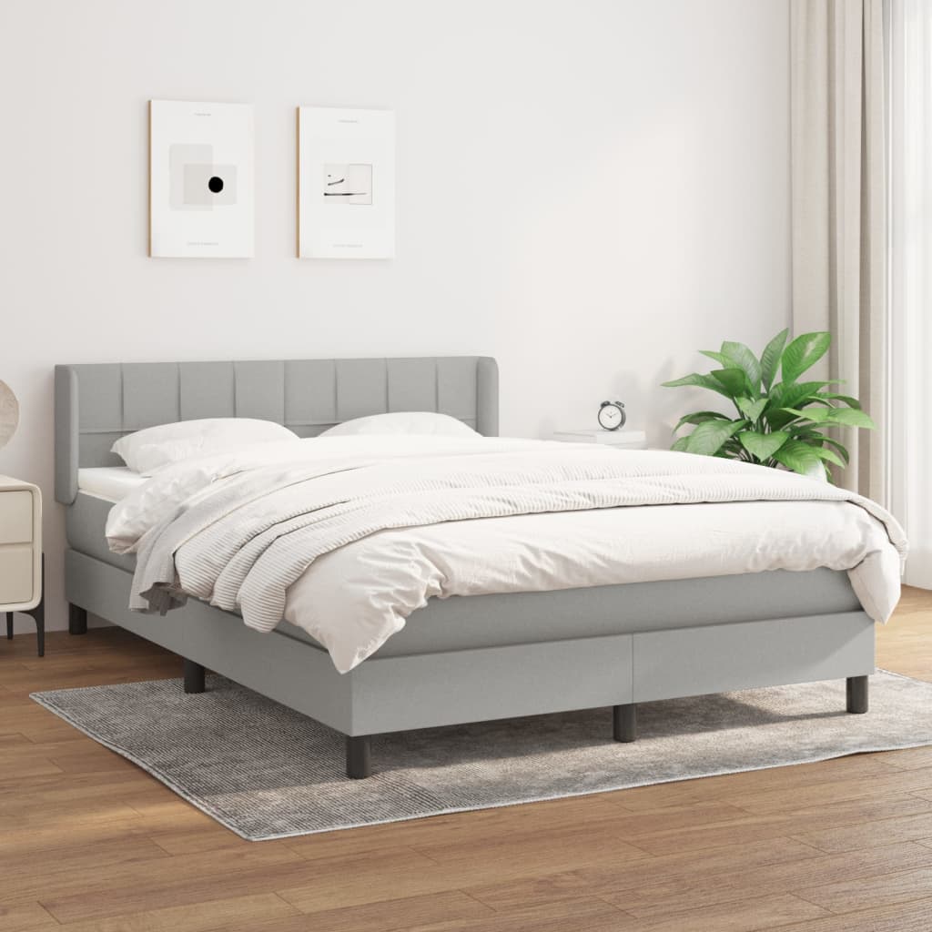Boxspring met matras stof lichtgrijs 140x200 cm – afbeelding 1