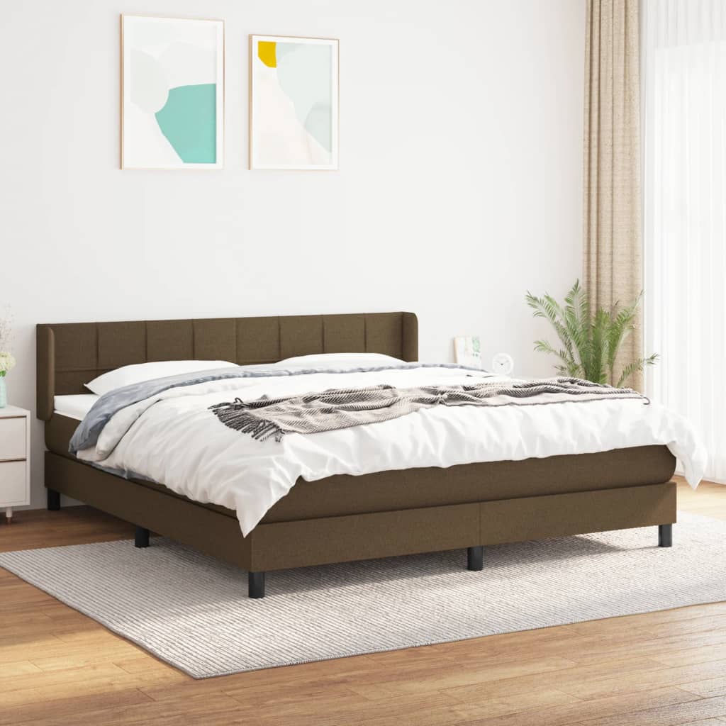 Boxspring met matras stof donkerbruin 180x200 cm – afbeelding 1