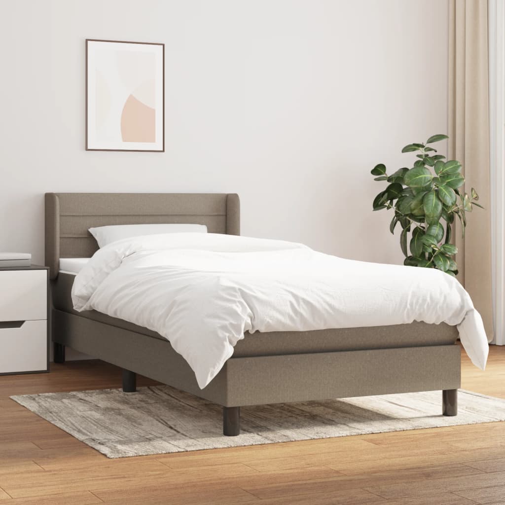 Boxspring met matras stof taupe 90x190 cm – afbeelding 1