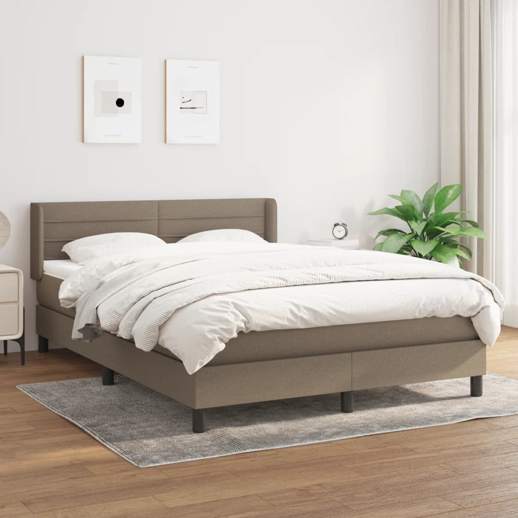 Boxspring met matras stof taupe 140x190 cm – afbeelding 1