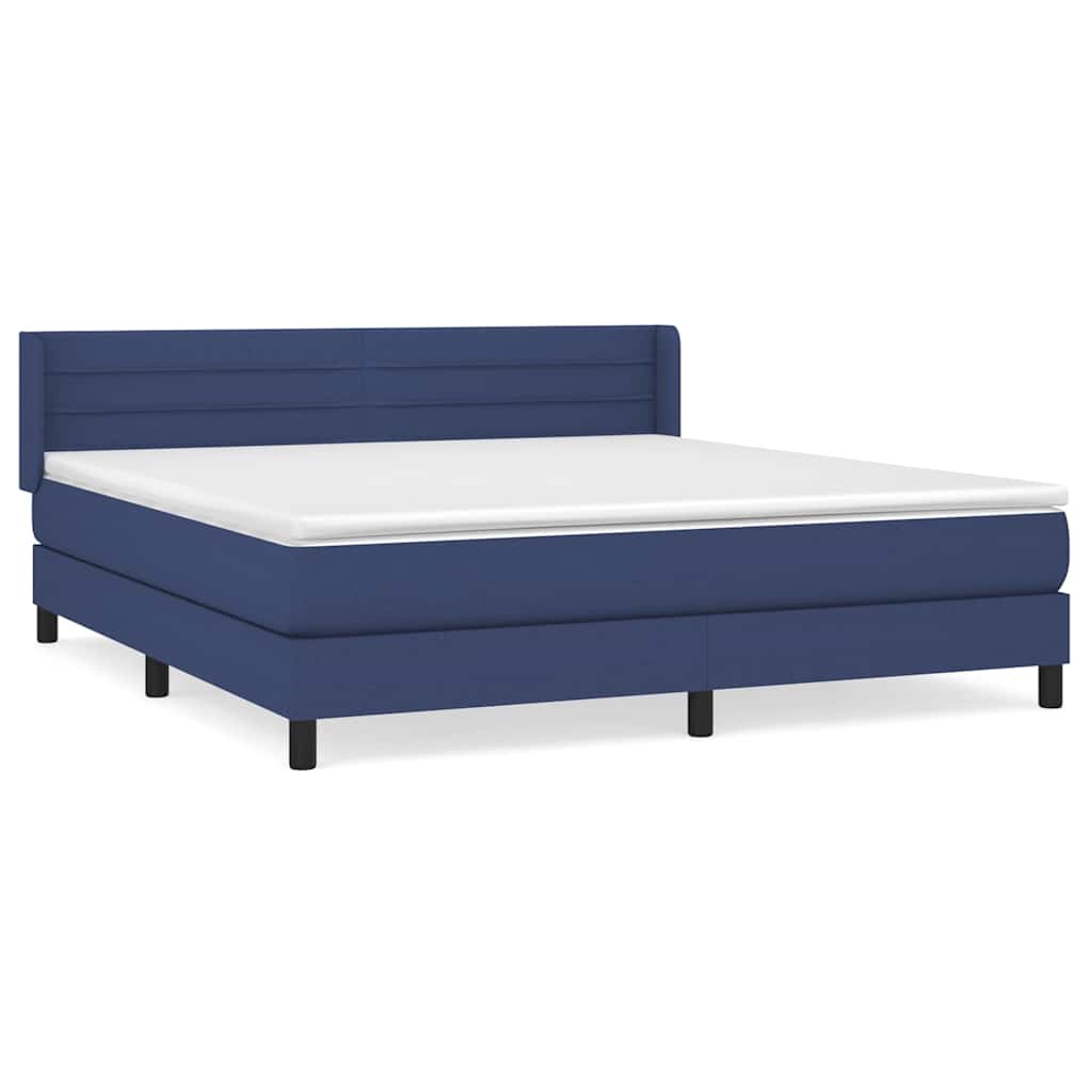 Boxspring met matras stof blauw 180x200 cm – afbeelding 2