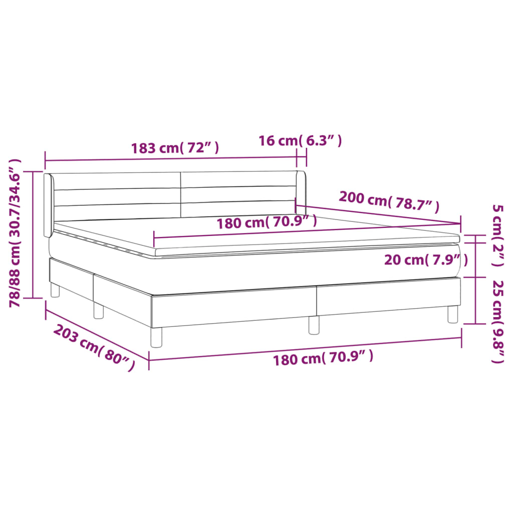 Boxspring met matras stof blauw 180x200 cm – afbeelding 7