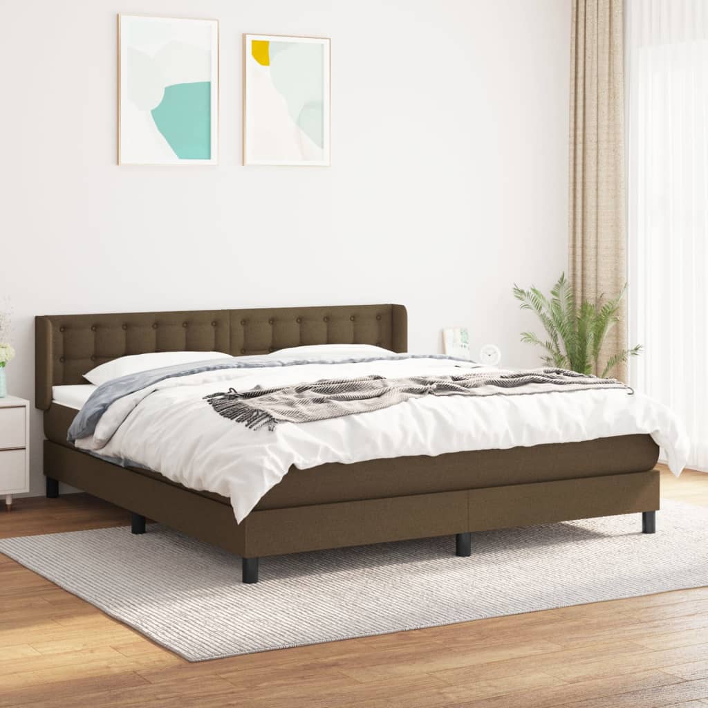 Boxspring met matras stof donkerbruin 180x200 cm – afbeelding 1