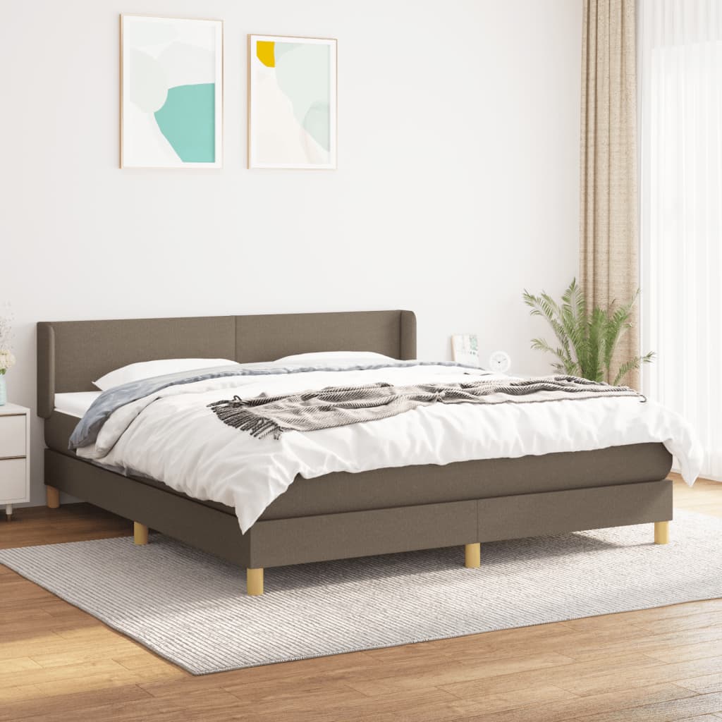 Boxspring met matras stof taupe 160x200 cm – afbeelding 1