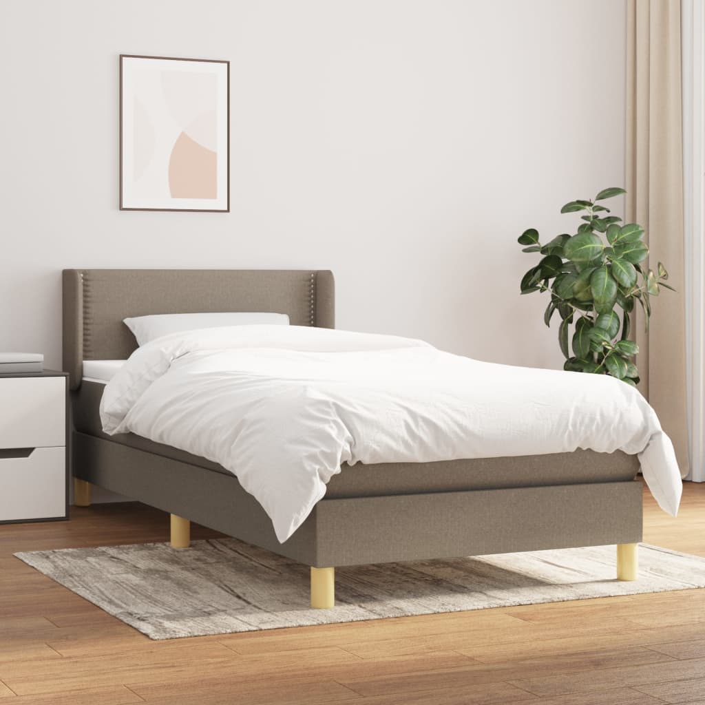 Boxspring met matras stof taupe 90x190 cm – afbeelding 1