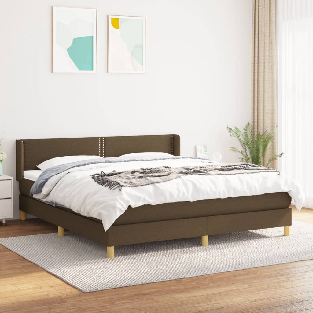 Boxspring met matras stof donkerbruin 180x200 cm – afbeelding 1