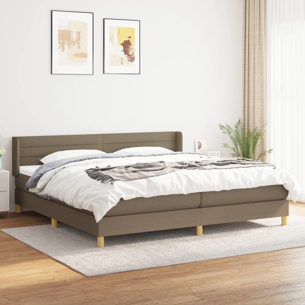 Boxspring met matras stof taupe 200x200 cm – afbeelding 1