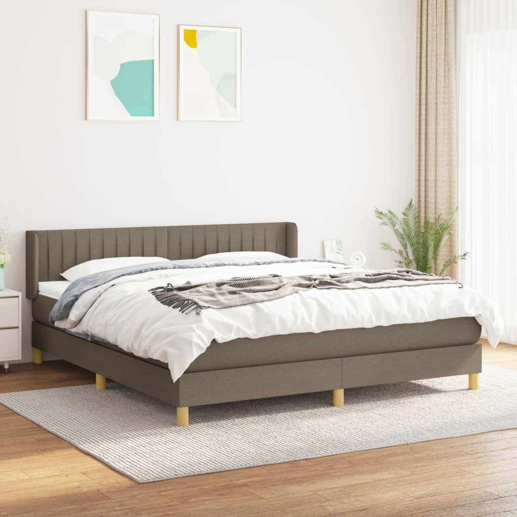Boxspring met matras stof taupe 160x200 cm – afbeelding 1