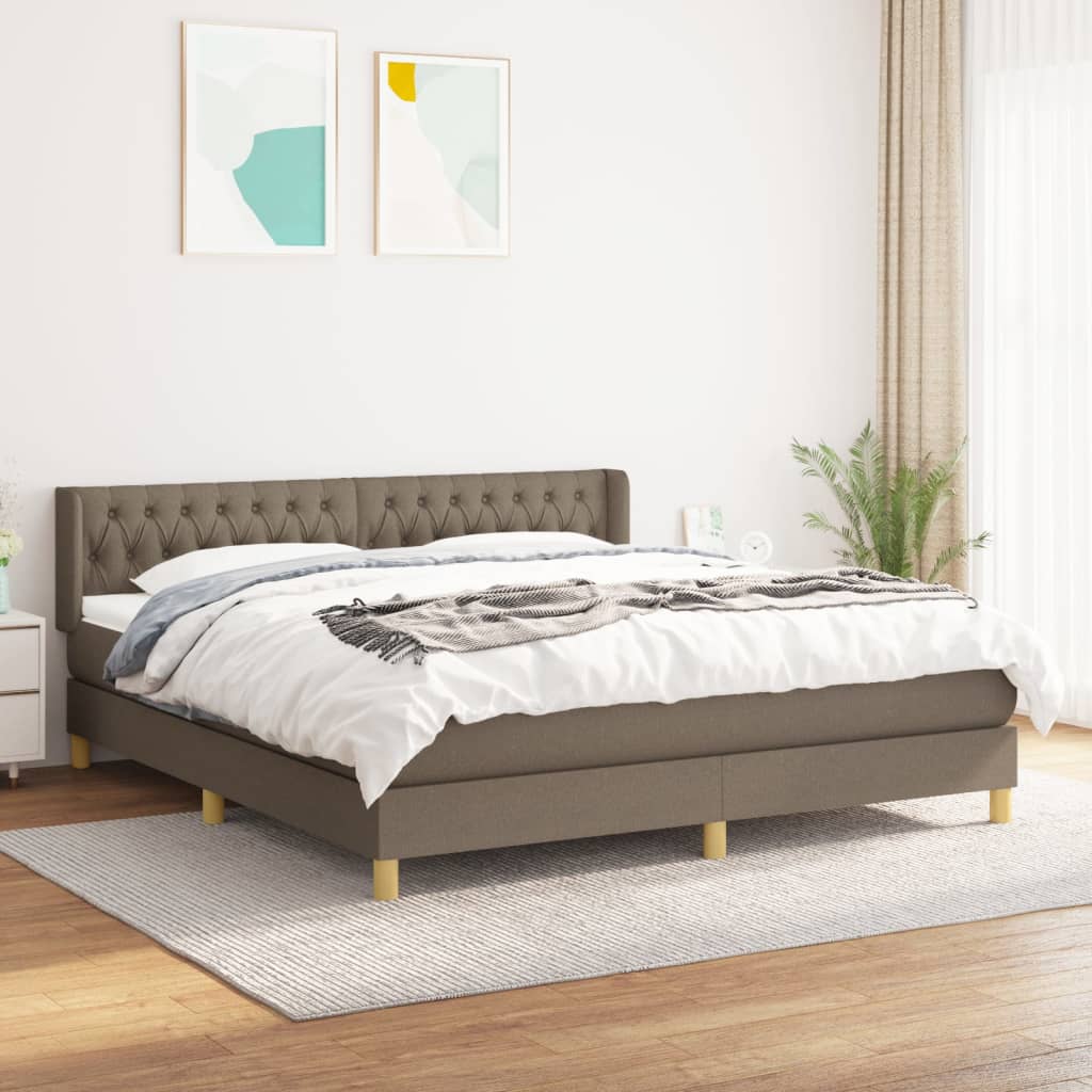 Boxspring met matras stof taupe 180x200 cm – afbeelding 1