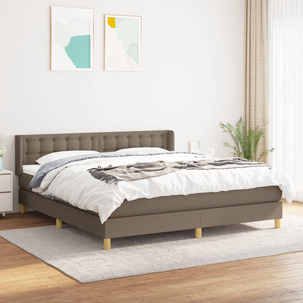 Boxspring met matras stof taupe 160x200 cm – afbeelding 1