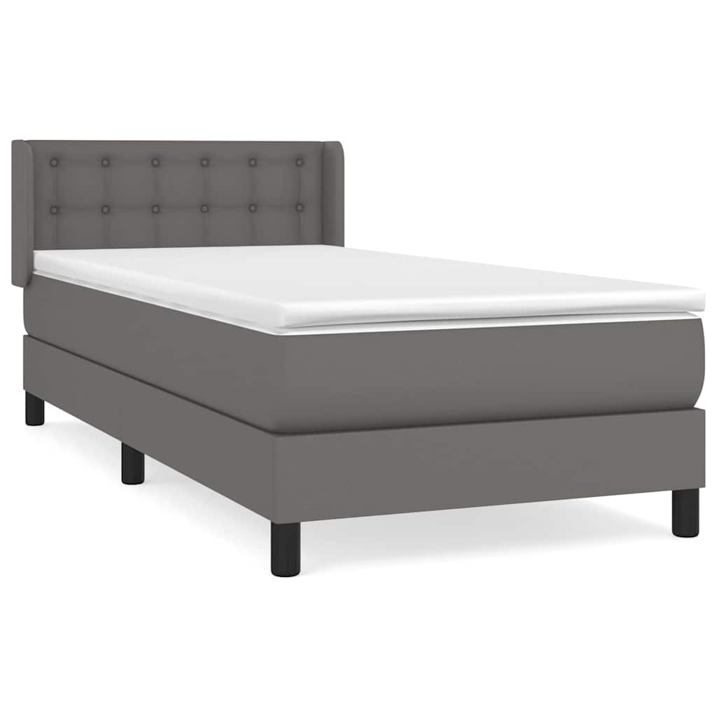 Boxspring met matras kunstleer grijs 80x200 cm – afbeelding 2