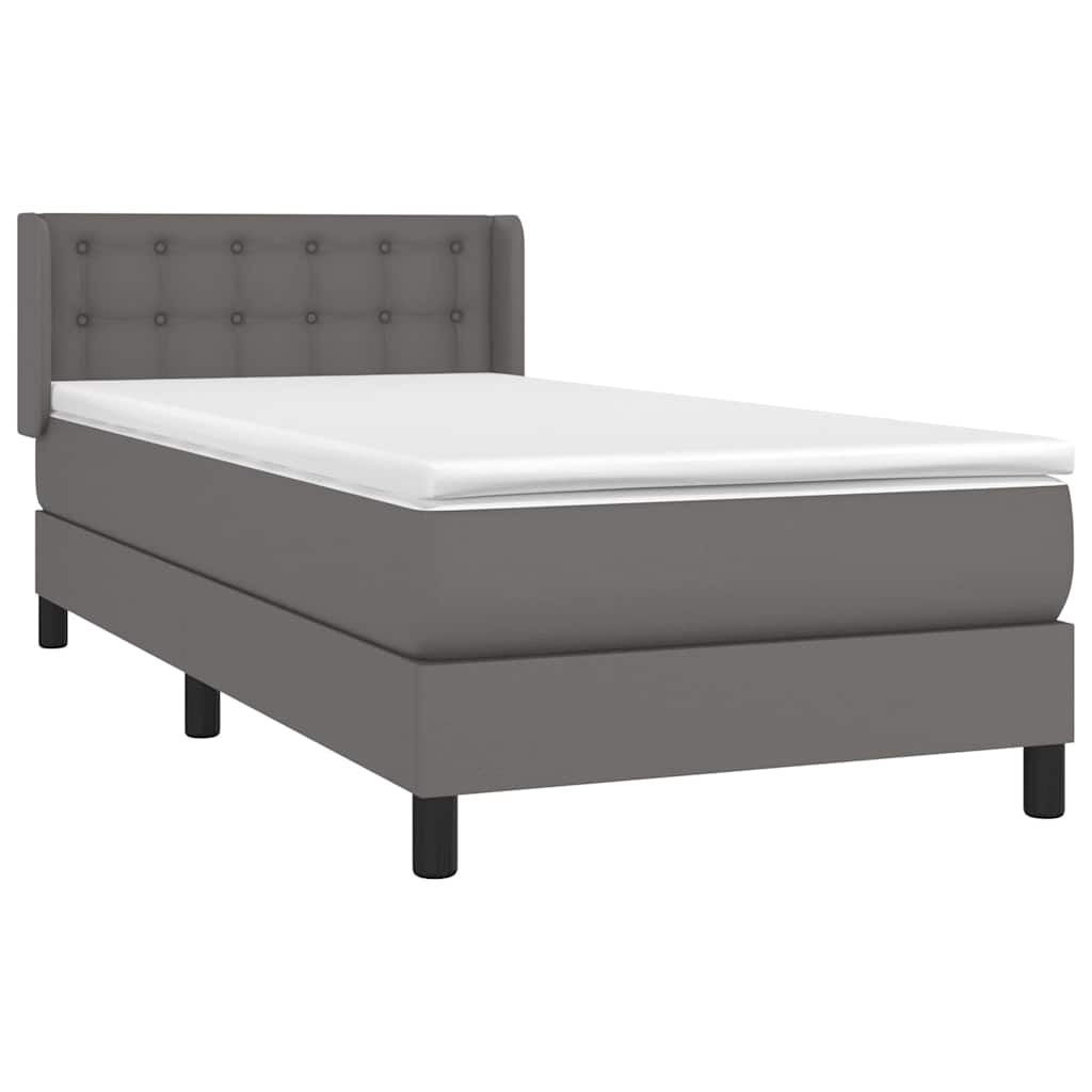 Boxspring met matras kunstleer grijs 80x200 cm – afbeelding 3