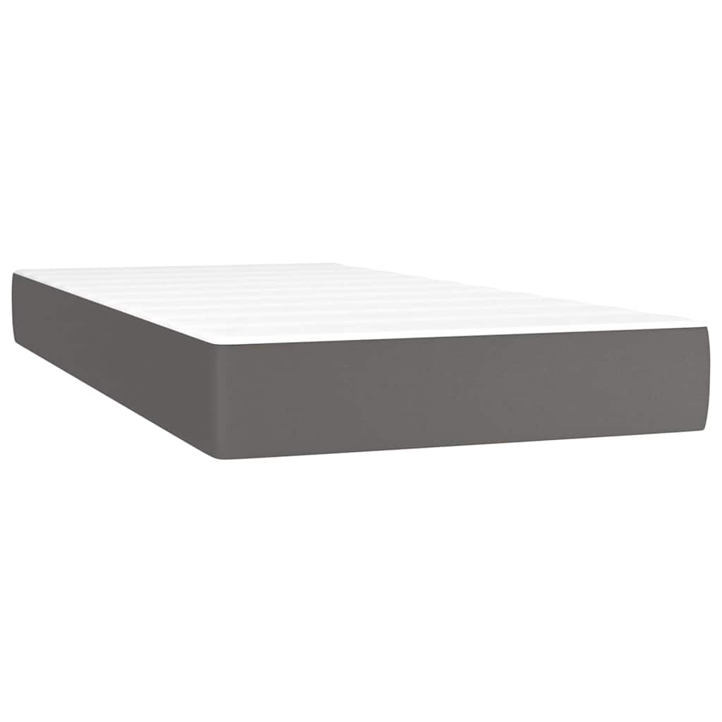 Boxspring met matras kunstleer grijs 80x200 cm – afbeelding 5