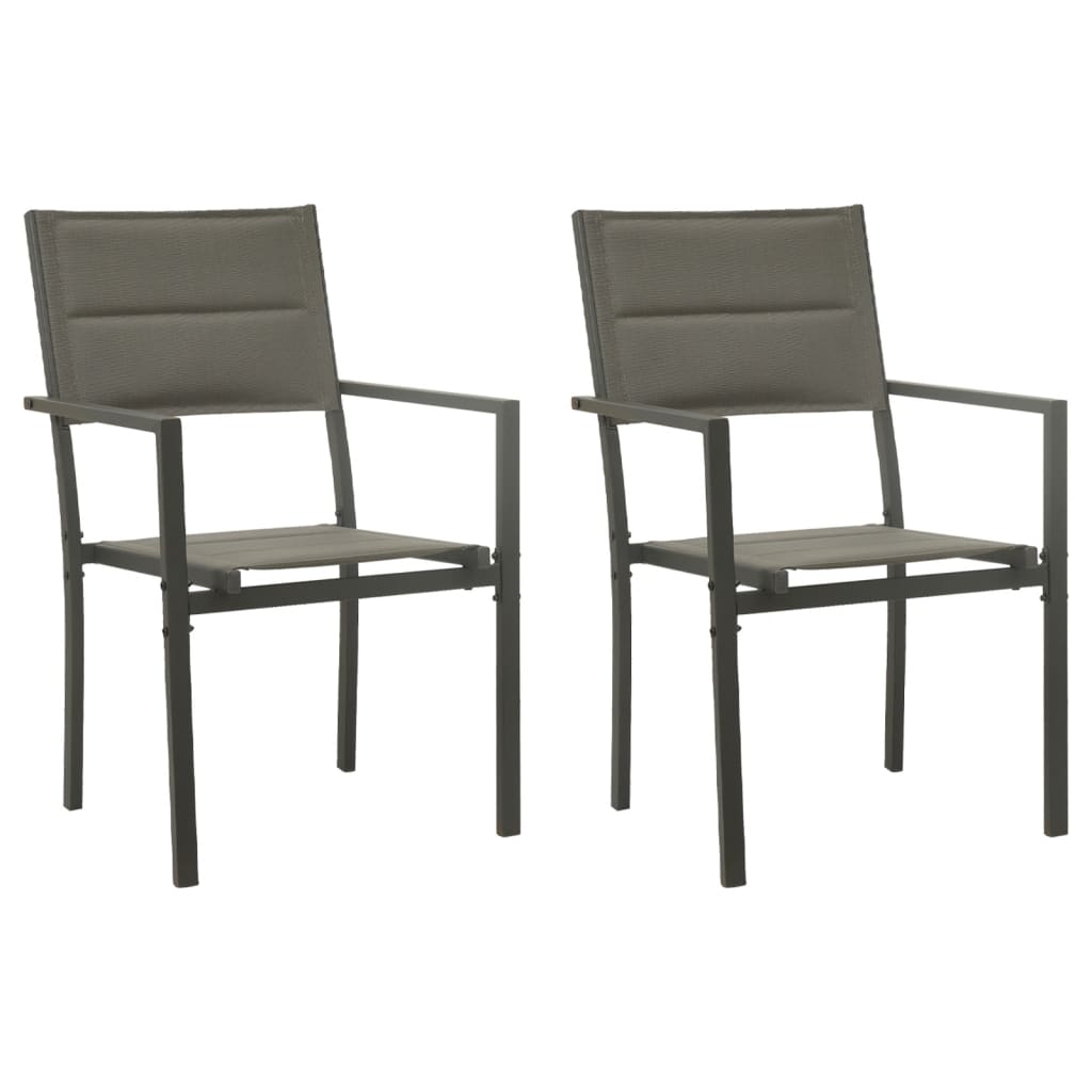 Tuinstoelen 2 st textileen en staal grijs en antracietkleurig – afbeelding 1