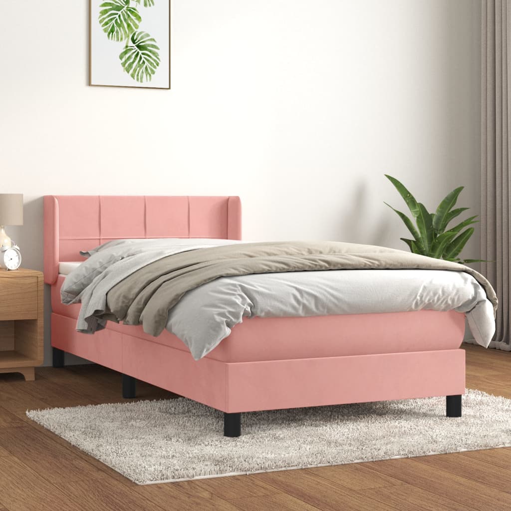 Boxspring met matras fluweel roze 80x200 cm – afbeelding 1