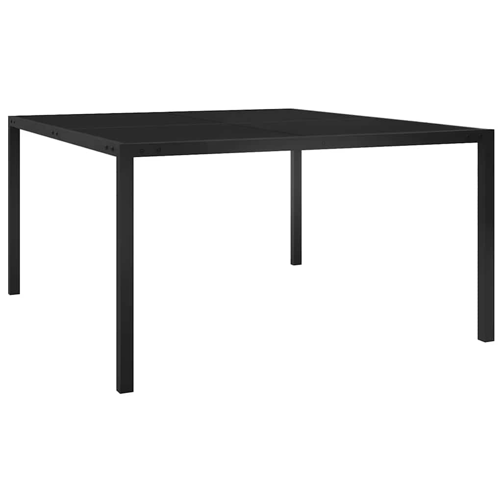 Tuintafel 130x130x72 cm staal en glas zwart – afbeelding 1