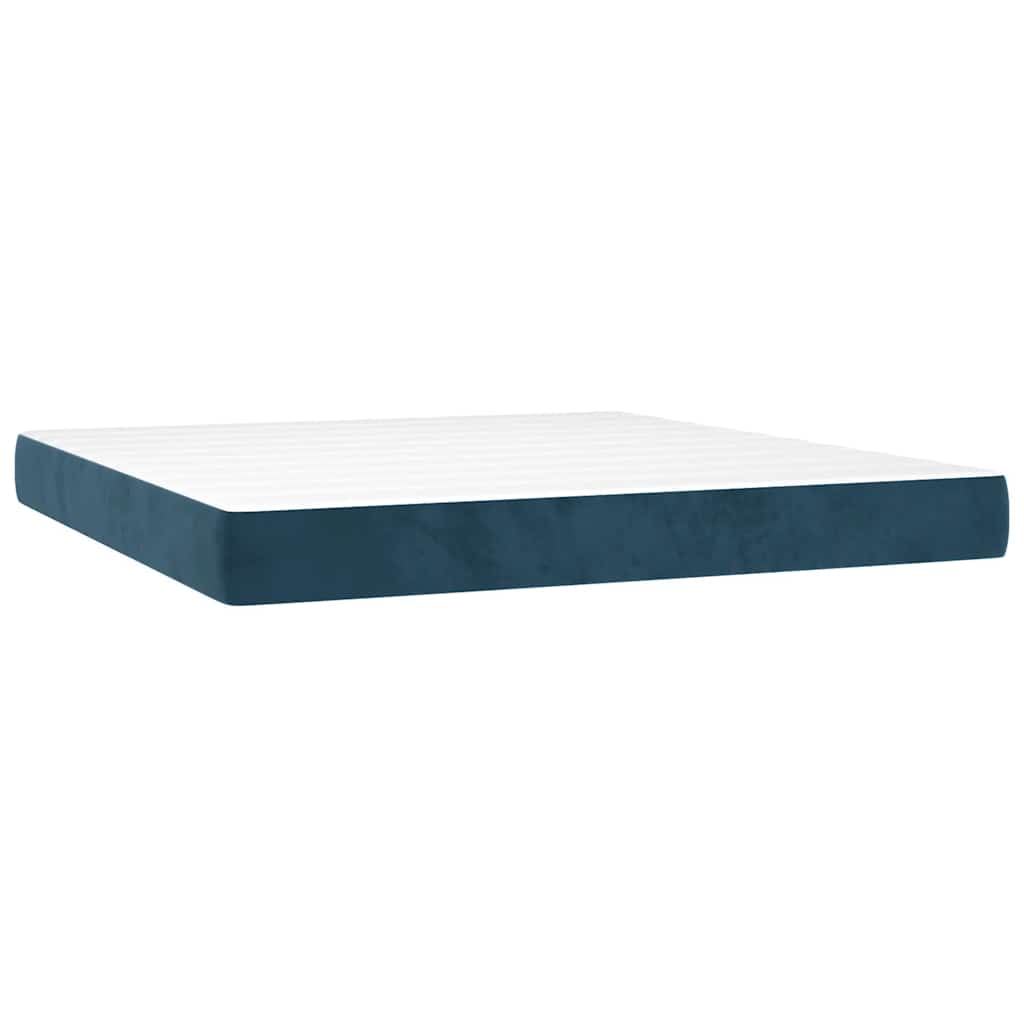 Boxspring met matras fluweel donkerblauw 180x200 cm – afbeelding 5