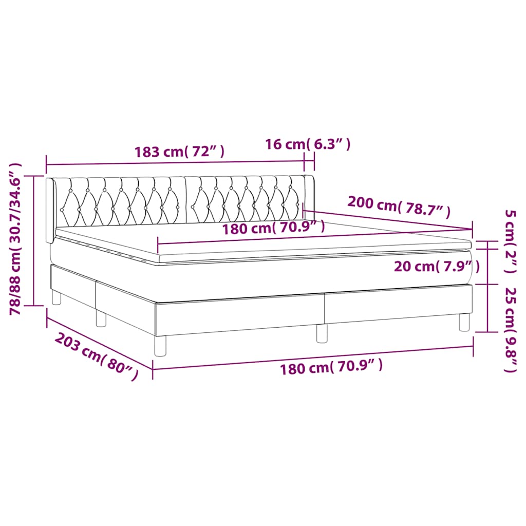 Boxspring met matras fluweel donkerblauw 180x200 cm – afbeelding 8