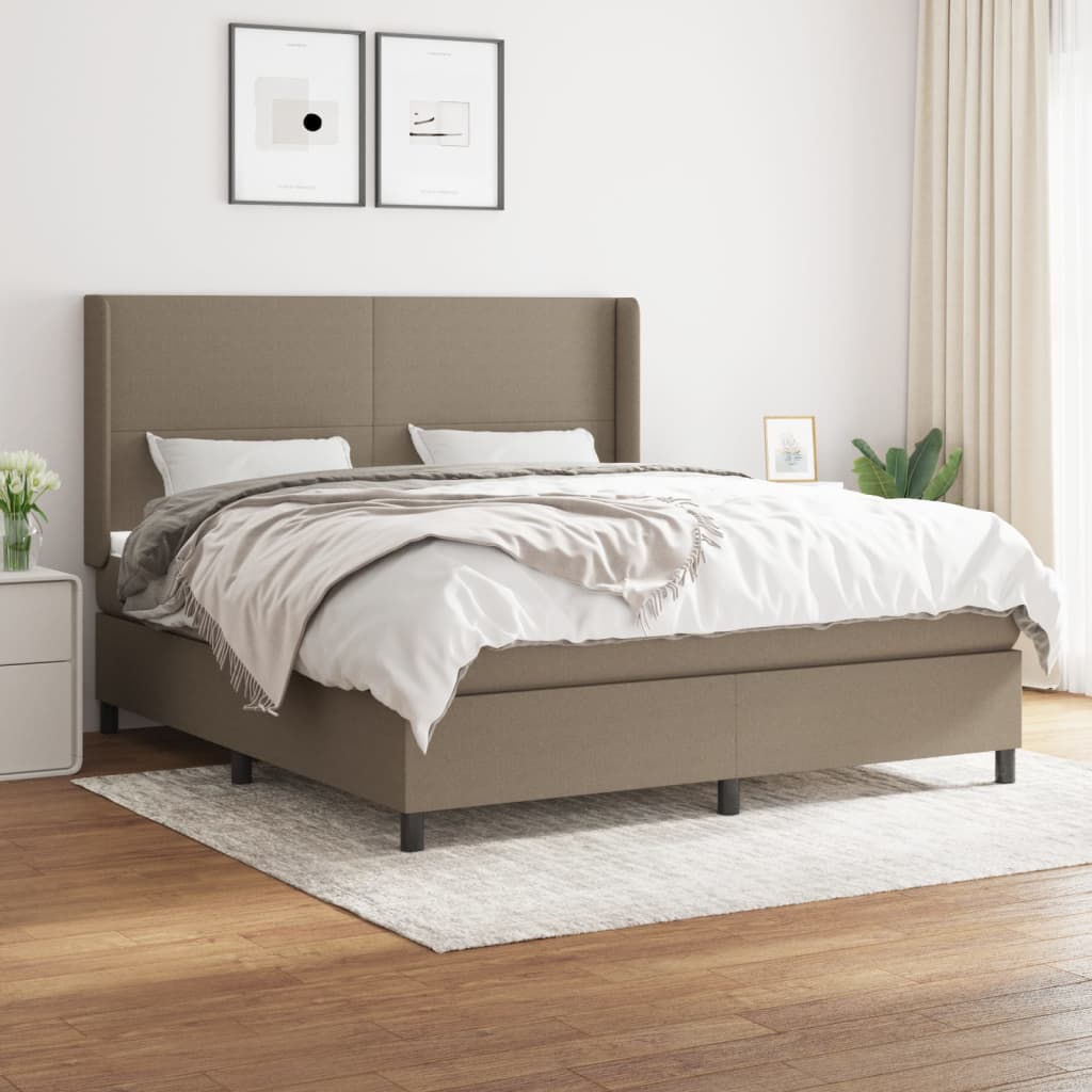 Boxspring met matras stof taupe 160x200 cm – afbeelding 1