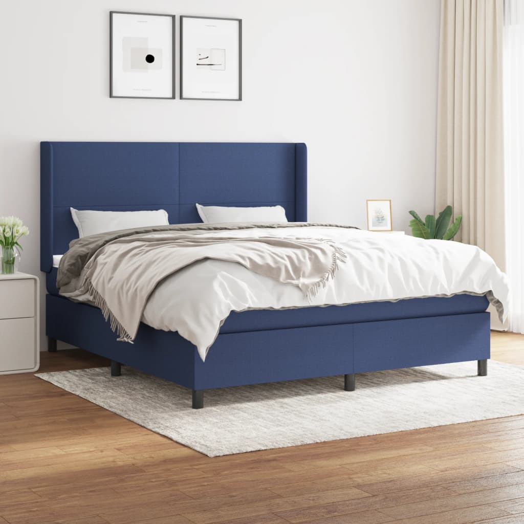 Boxspring met matras stof blauw 180x200 cm – afbeelding 1