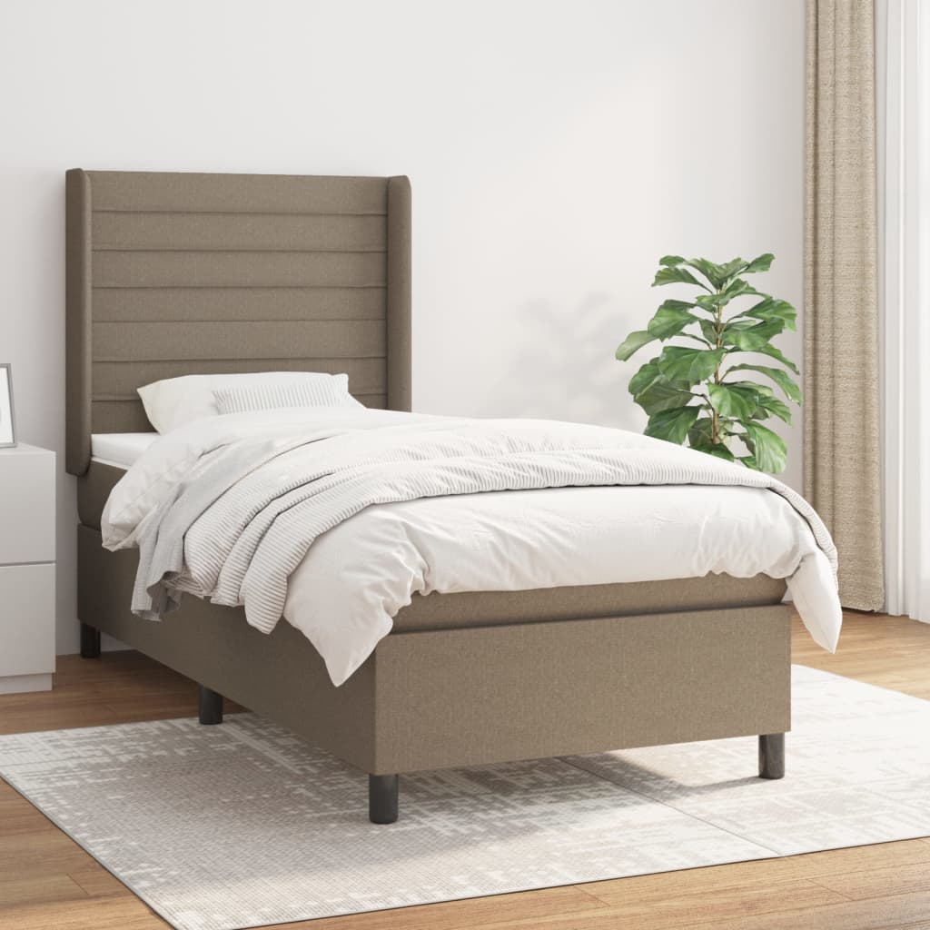 Boxspring met matras stof taupe 100x200 cm – afbeelding 1