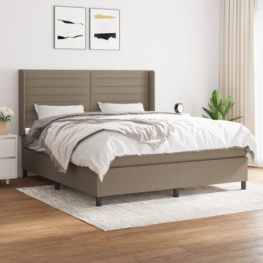 Boxspring met matras stof taupe 160x200 cm – afbeelding 1