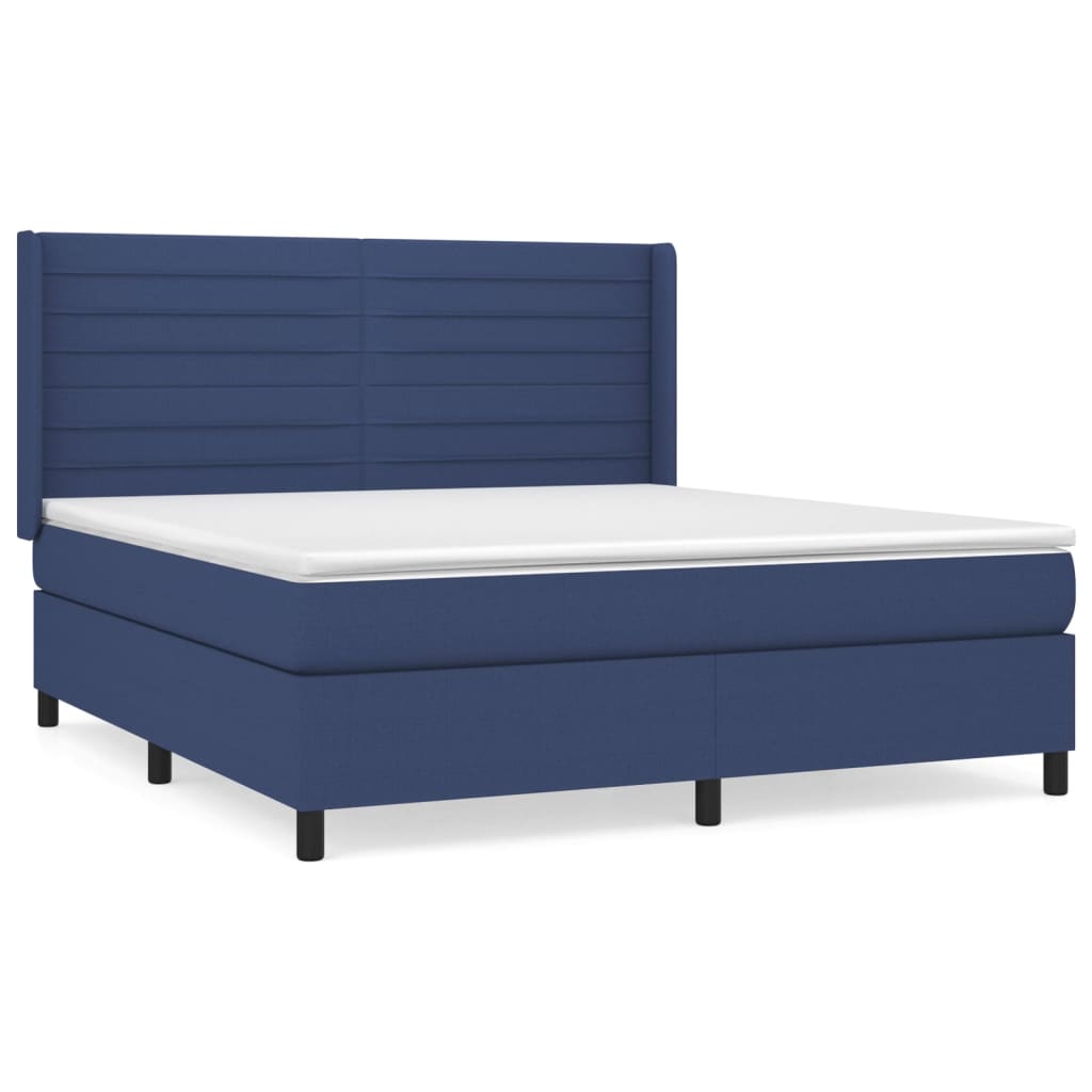 Boxspring met matras stof blauw 180x200 cm – afbeelding 2
