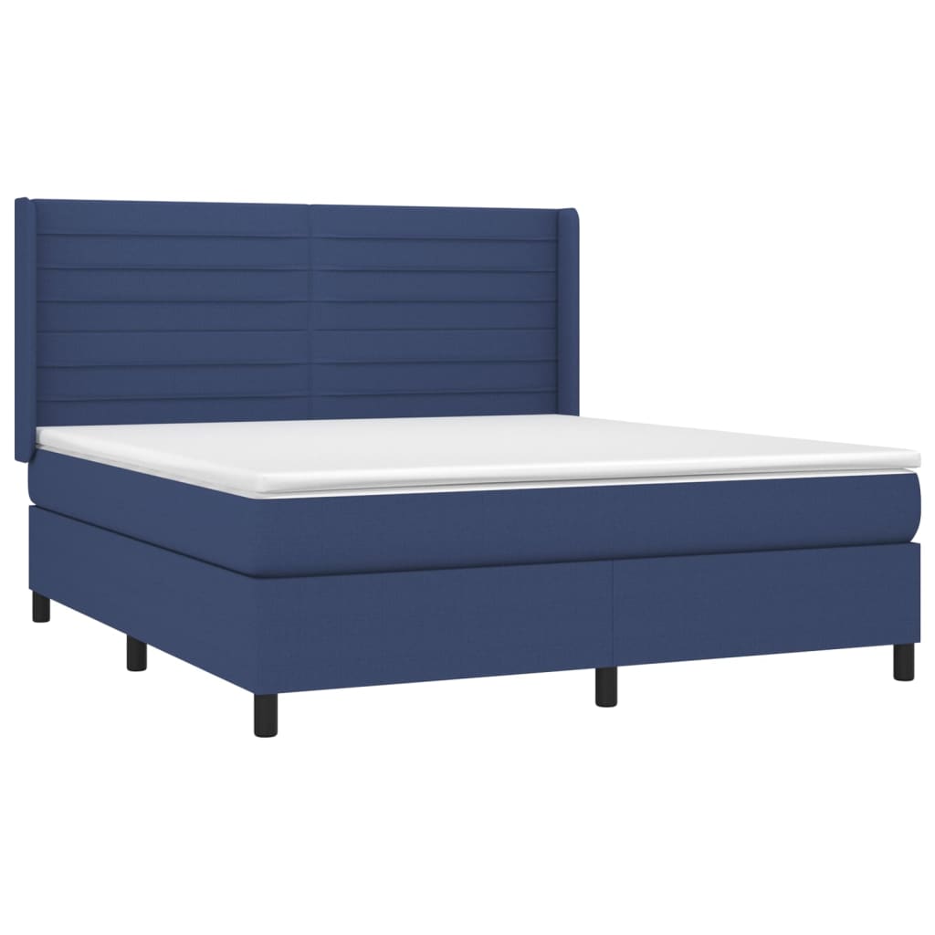 Boxspring met matras stof blauw 180x200 cm – afbeelding 3