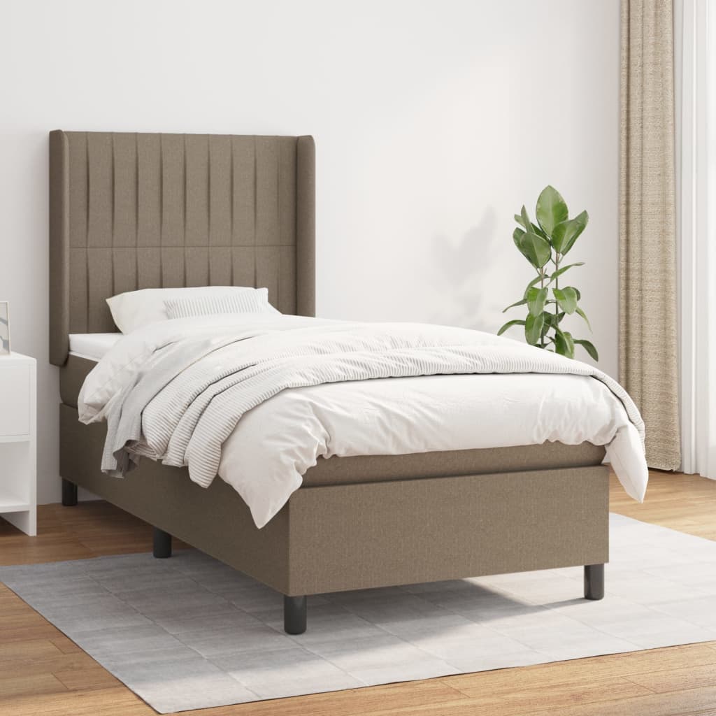 Boxspring met matras stof taupe 100x200 cm – afbeelding 1