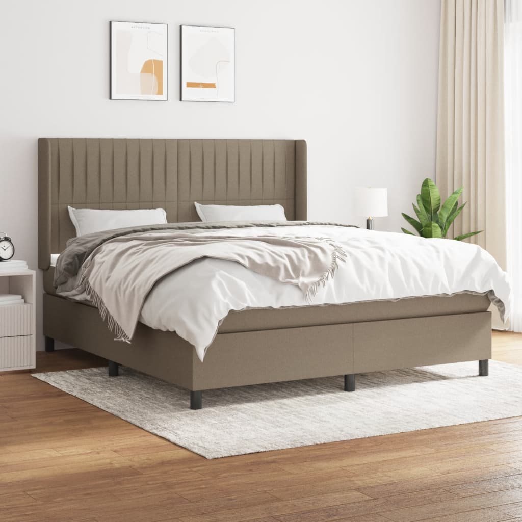 Boxspring met matras stof taupe 160x200 cm – afbeelding 1