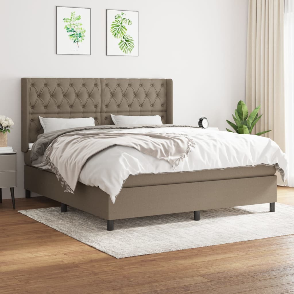 Boxspring met matras stof taupe 160x200 cm – afbeelding 1