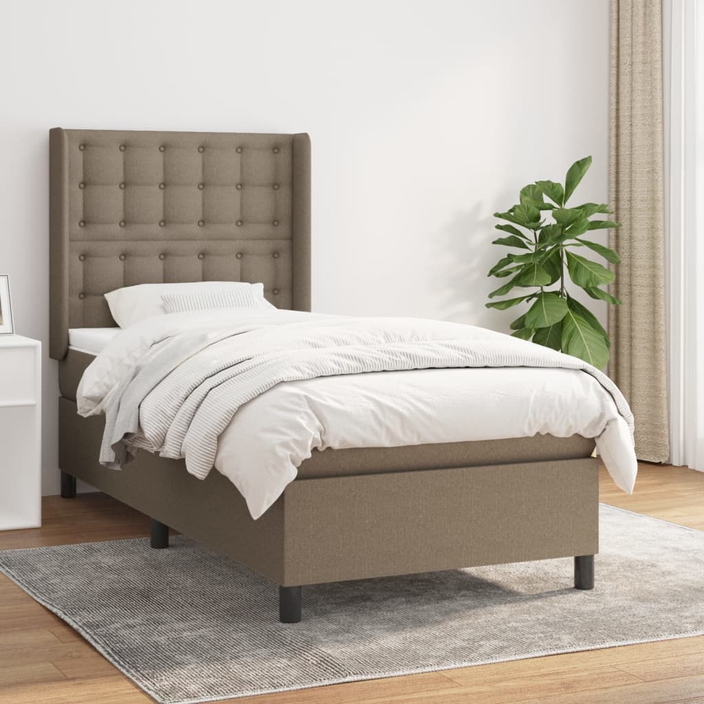 Boxspring met matras stof taupe 100x200 cm – afbeelding 1