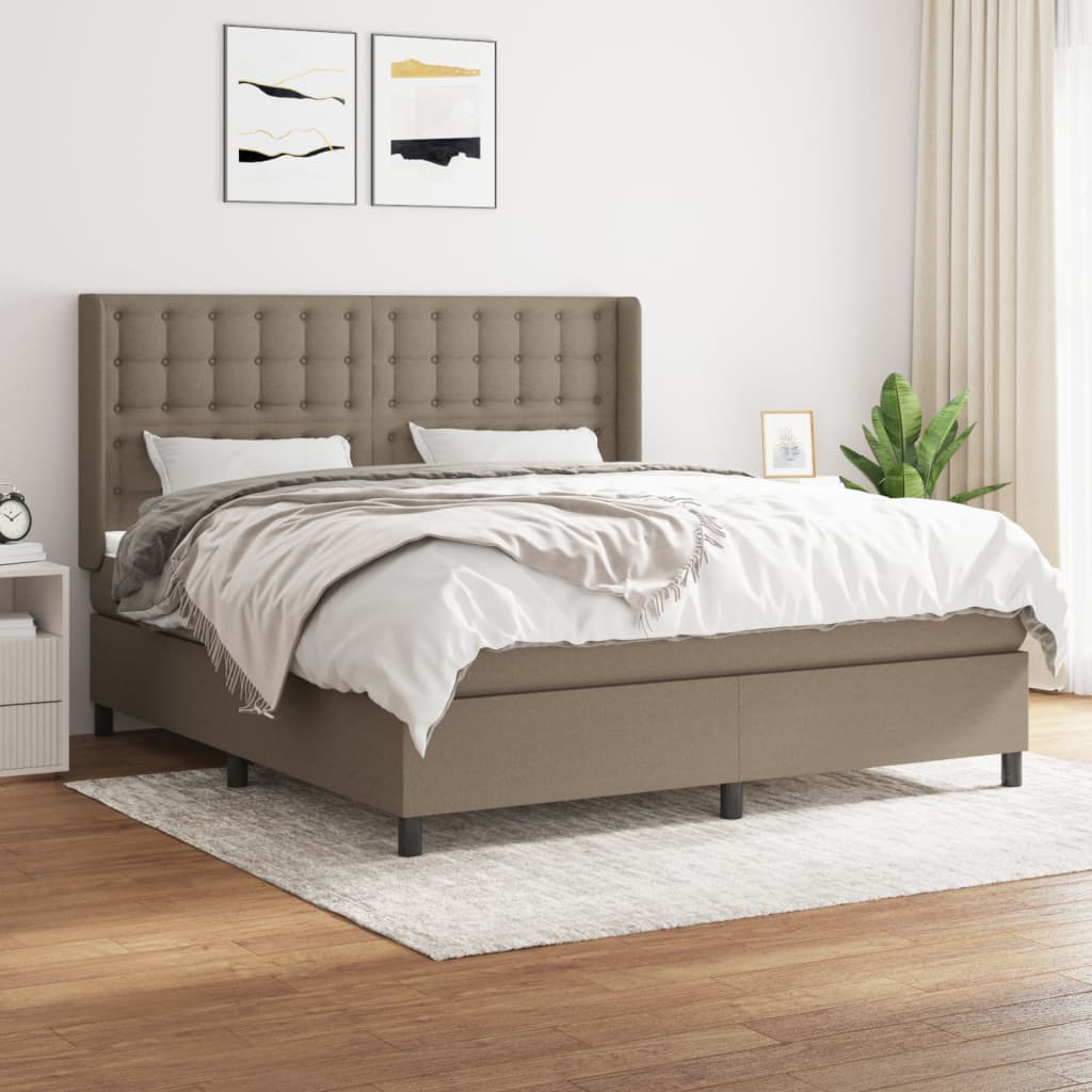 Boxspring met matras stof taupe 160x200 cm – afbeelding 1
