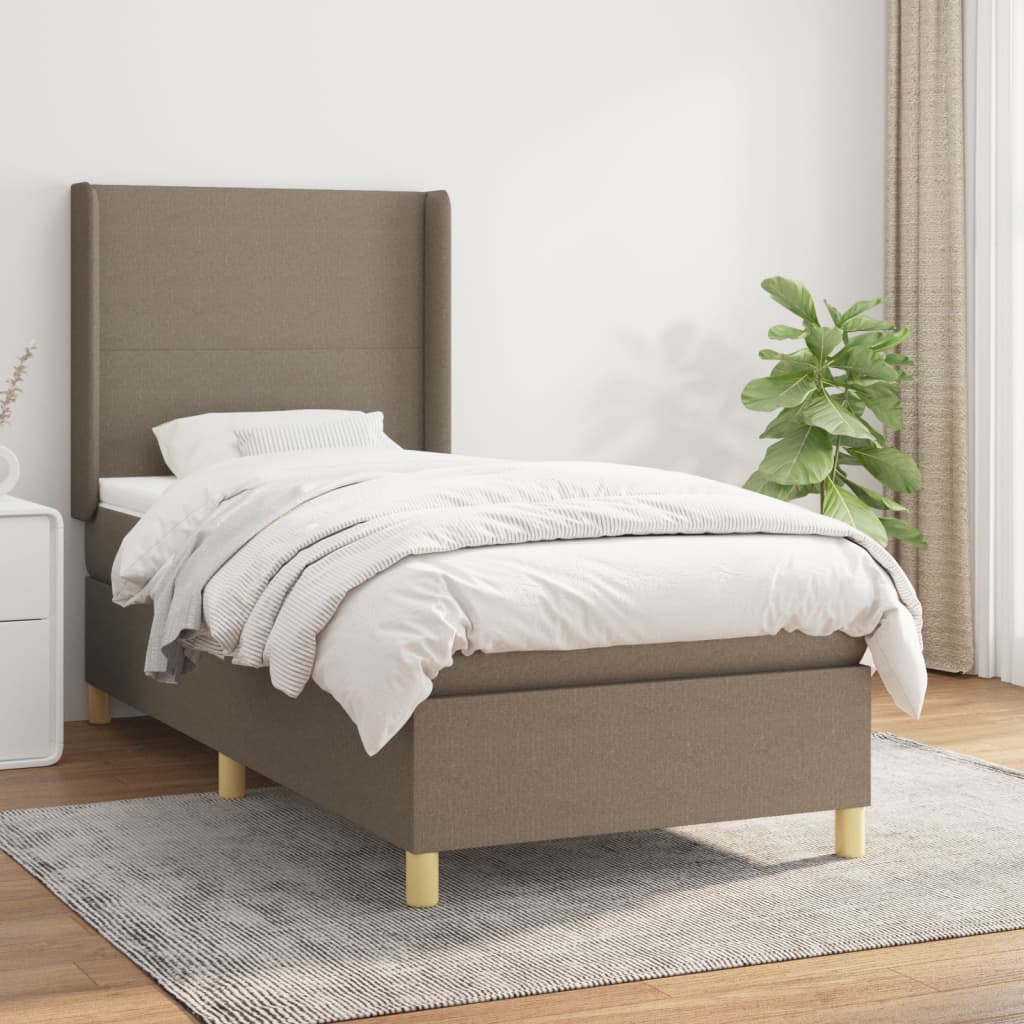 Boxspring met matras stof taupe 100x200 cm – afbeelding 1