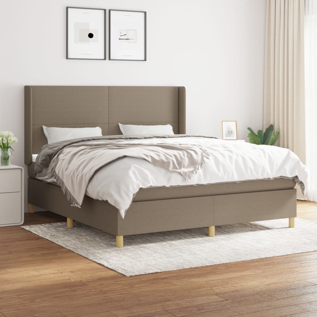 Boxspring met matras stof taupe 160x200 cm – afbeelding 1