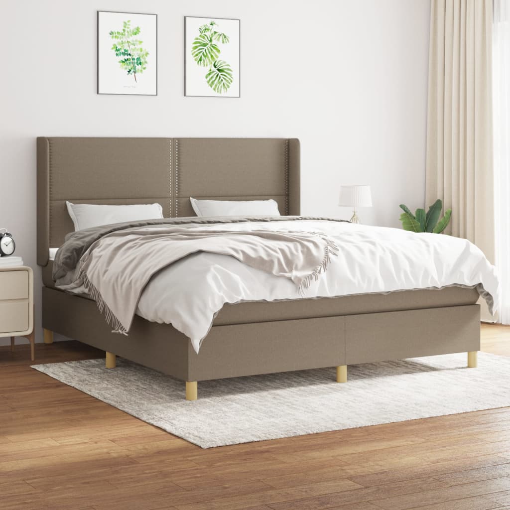 Boxspring met matras stof taupe 180x200 cm – afbeelding 1