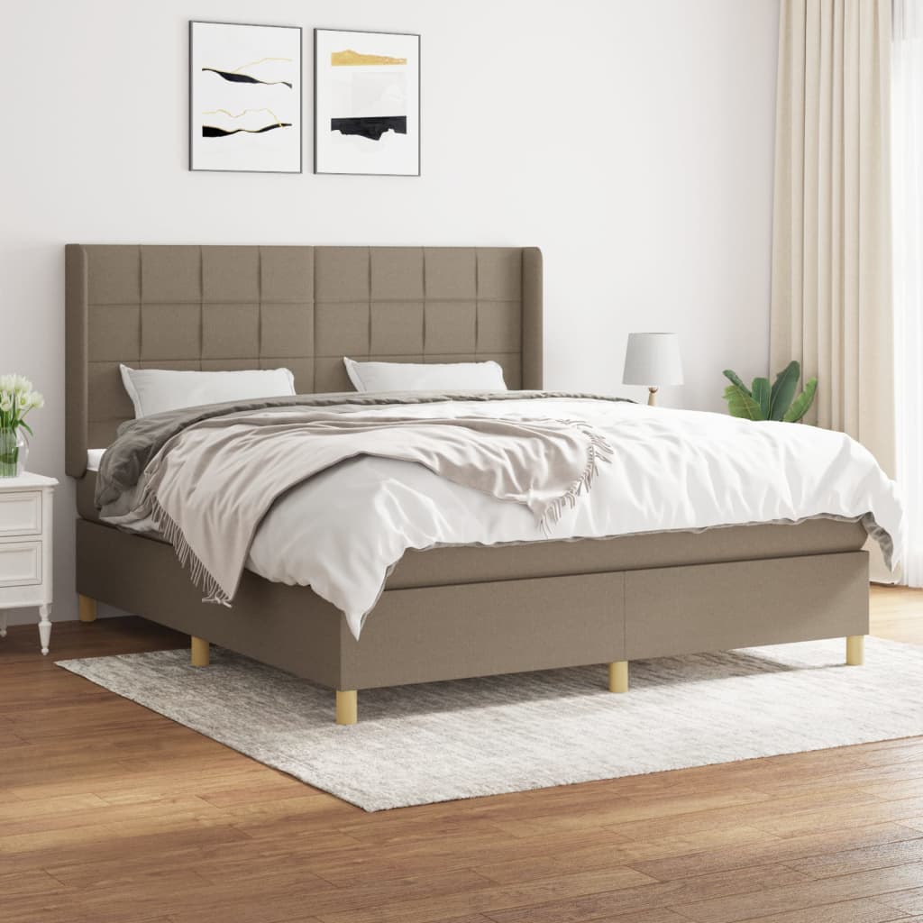 Boxspring met matras stof taupe 160x200 cm – afbeelding 1