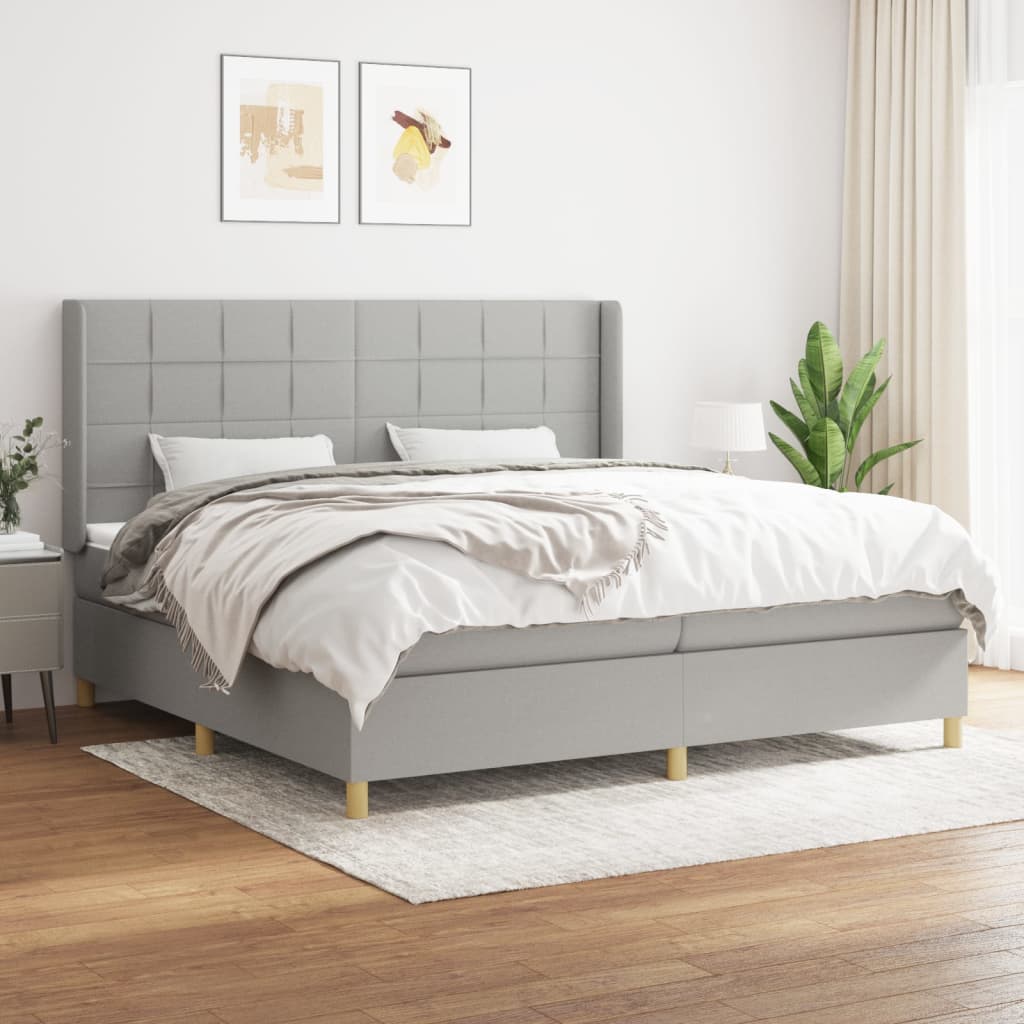 Boxspring met matras stof lichtgrijs 200x200 cm
