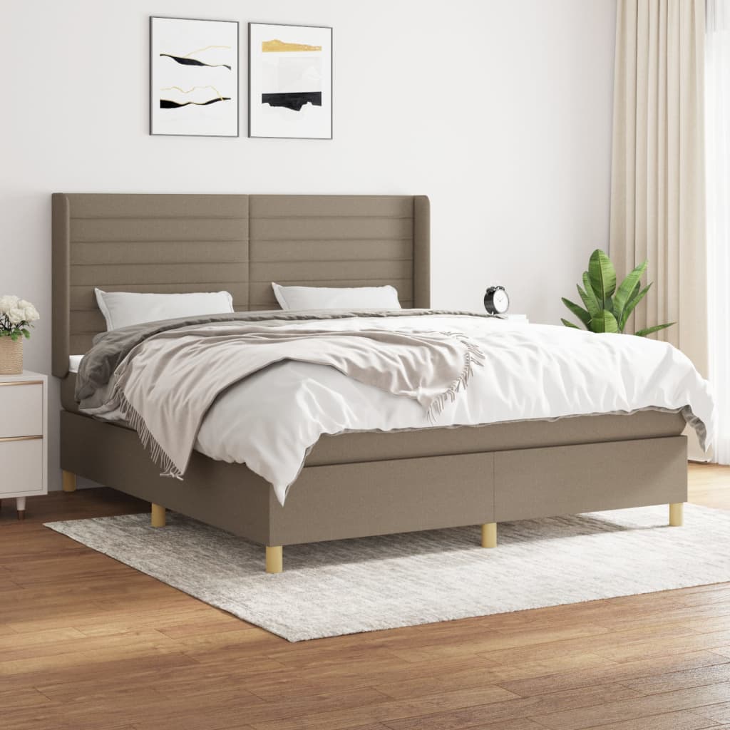 Boxspring met matras stof taupe 160x200 cm – afbeelding 1