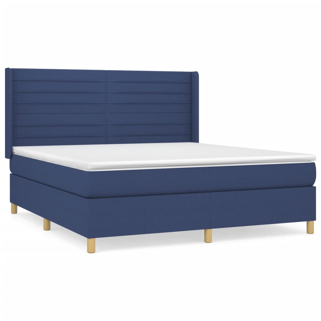 Boxspring met matras stof blauw 180x200 cm – afbeelding 2