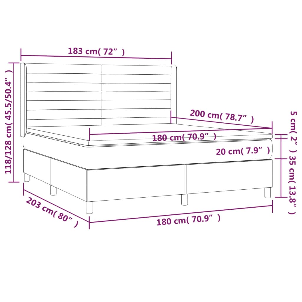Boxspring met matras stof blauw 180x200 cm – afbeelding 7